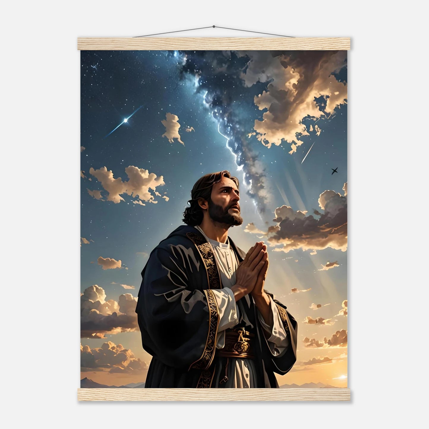 Religious wall hanging poster with hanger featuring prayer to the cosmos from PixiOnyx
