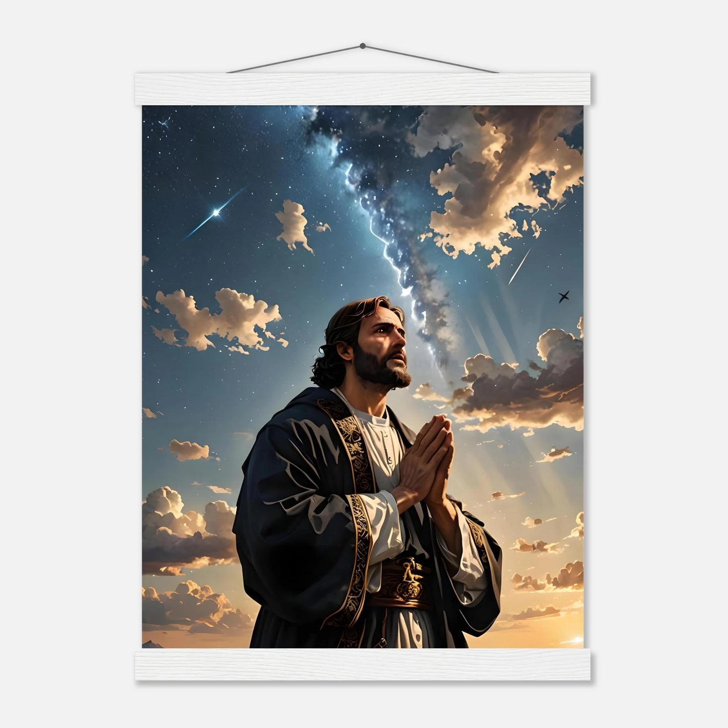 Framed religious wall art Poster with Hanger Prayer to the Cosmos PixiOnyx