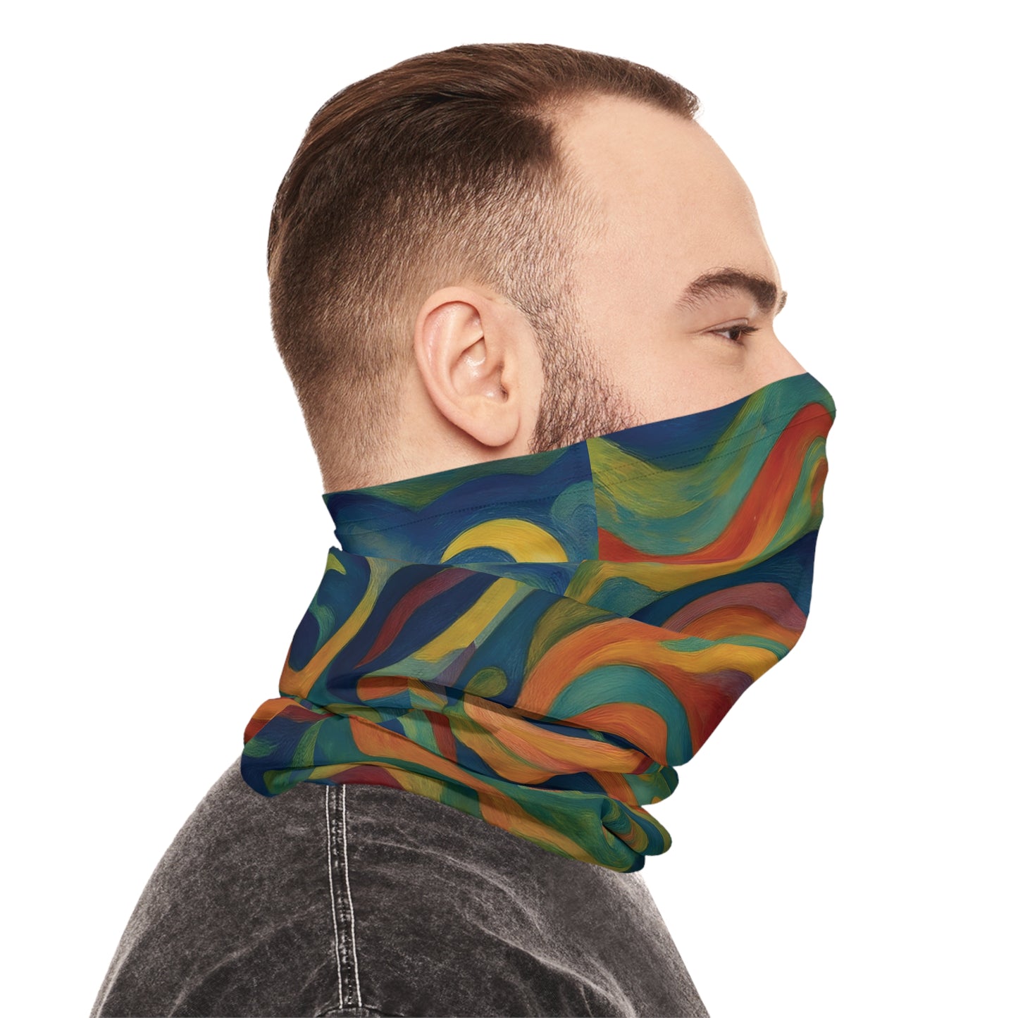 Colorful patterned face covering Neck Gaiter Craniocolor PixiOnyx Psychedelic Skull Wrap