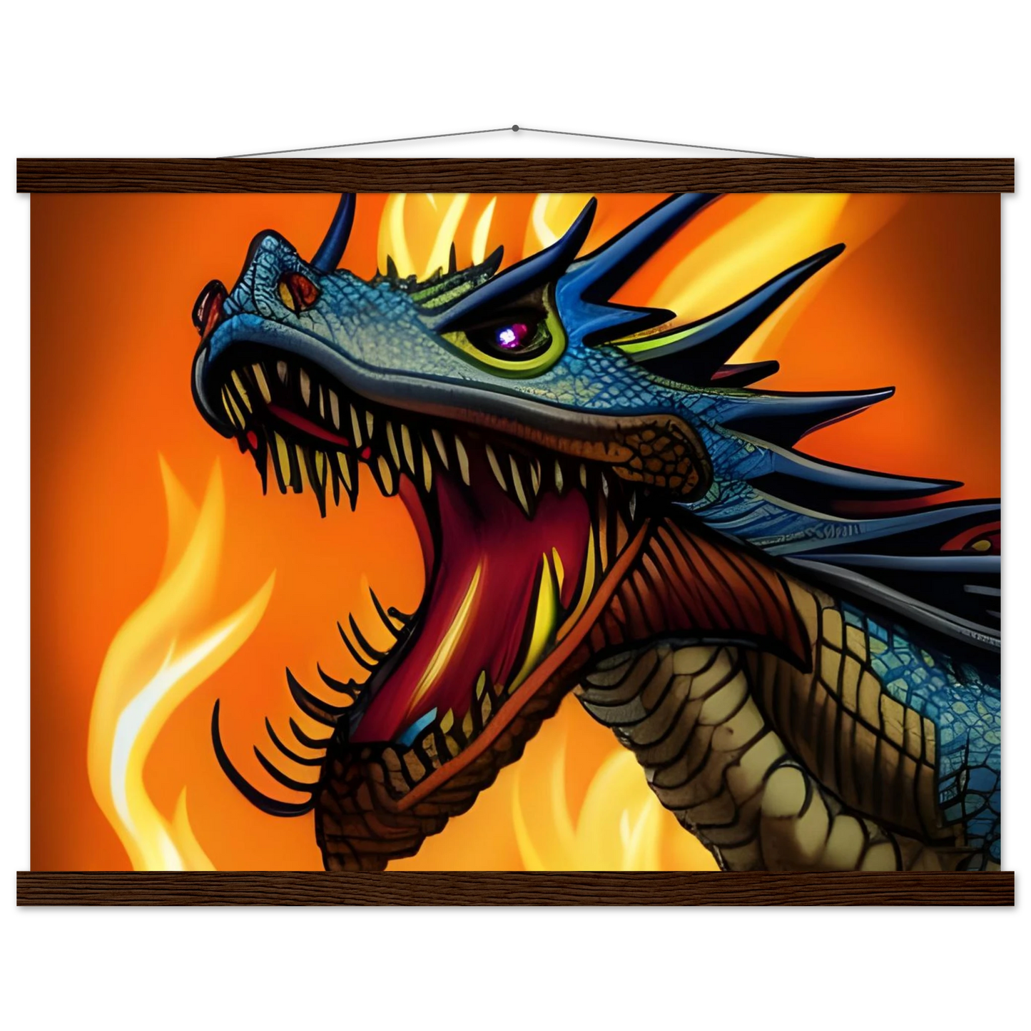 Dragon wall scroll poster with hanger from PixiOnyx featuring a fierce dragon design