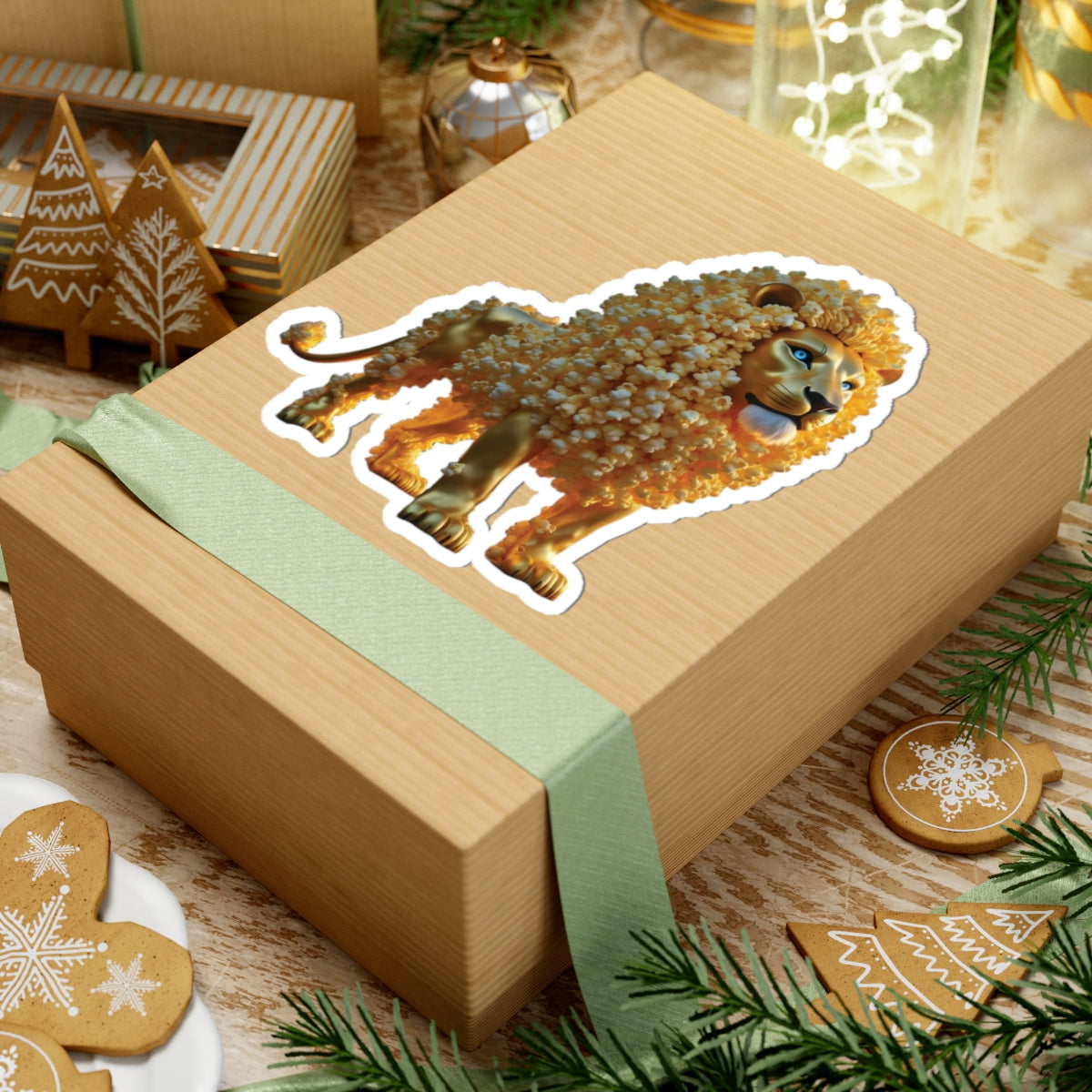 Kiss-Cut Sticker – Popcorn Lion | PixiOnyx SnackBeasts Series