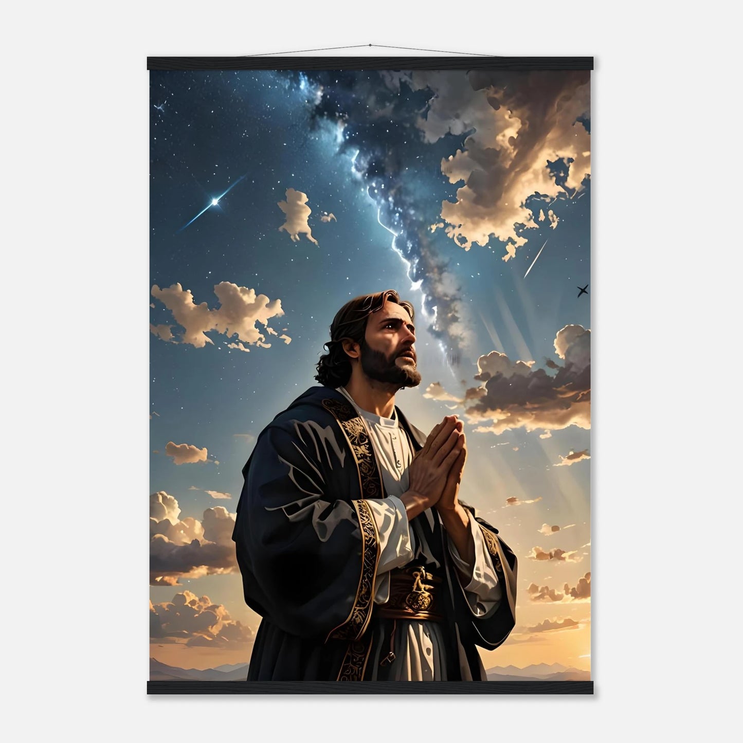 Religious wall hanging poster with hanger featuring prayer to the cosmos from PixiOnyx