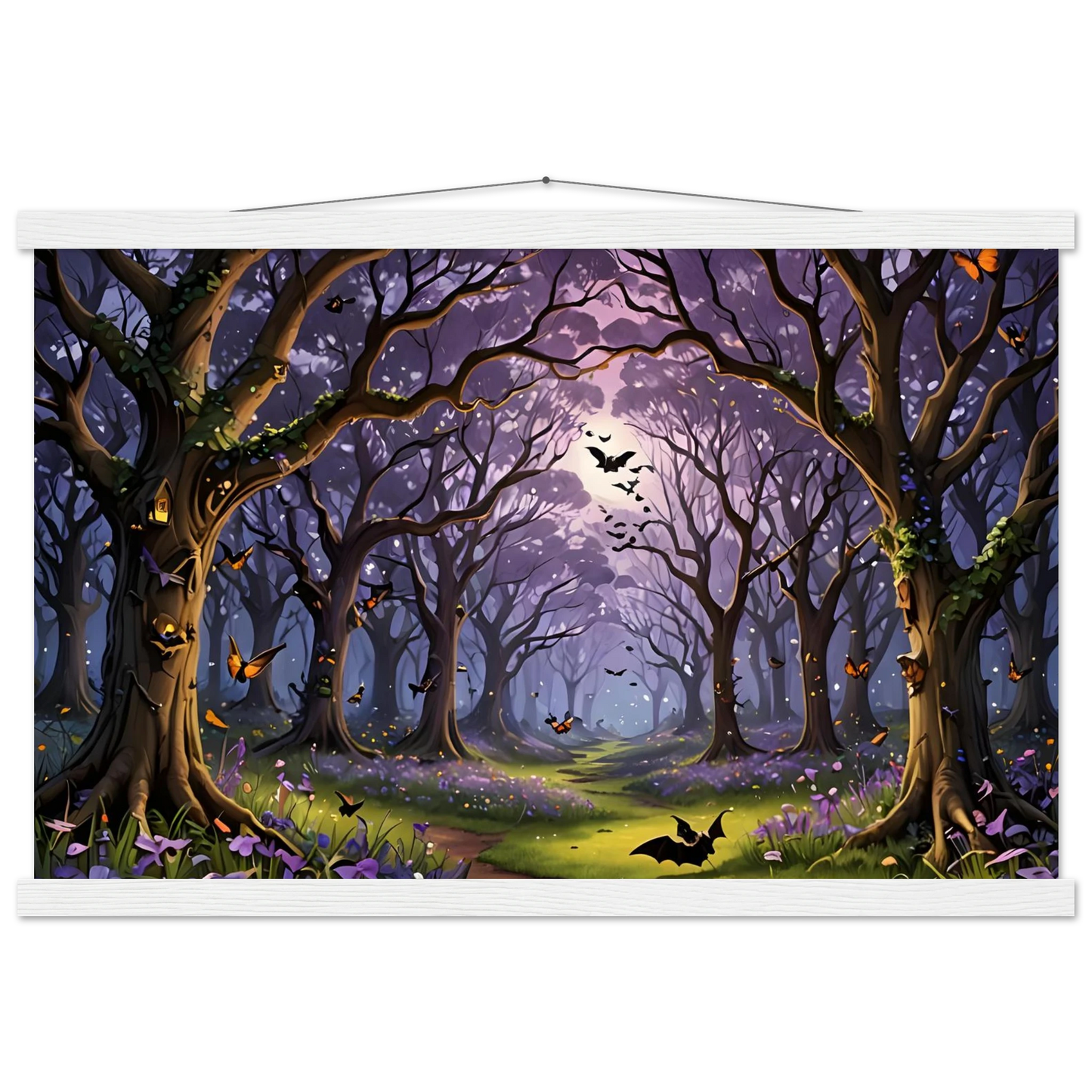 Framed Halloween forest scene poster from PixiOnyx Whispers of the Enchanted Forest collection