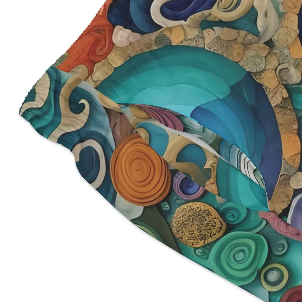 Colorful abstract patterned fabric for Abstract Ocean Reverie Swim Trunks from PixiOnyx