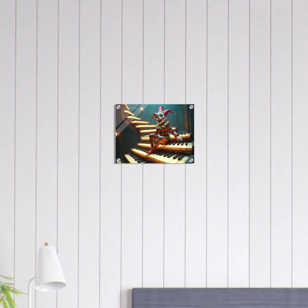 Clown sitting on piano keys wall art acrylic Marionette Wall Art The Puppets Prelude