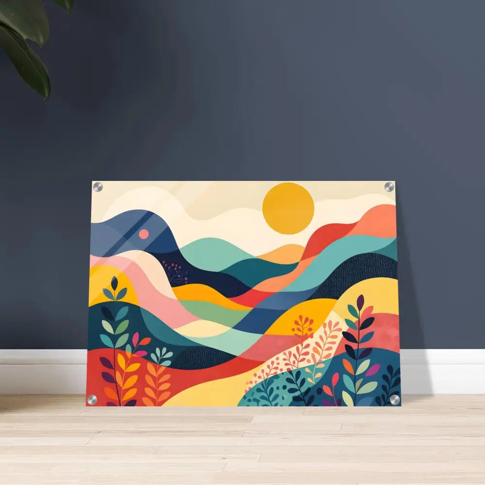 Colorful abstract landscape art acrylic print for PixiOnyx Dreamscape Luxe decor