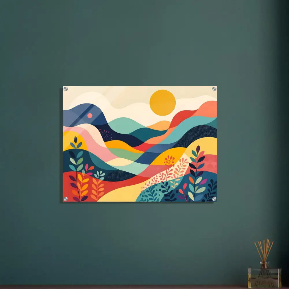 Colorful abstract landscape art acrylic print for modern home decor PixiOnyx Dreamscape Luxe