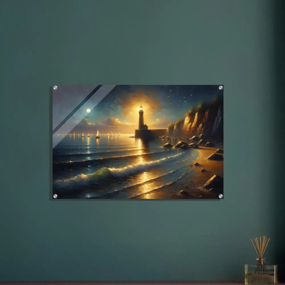Lighthouse seascape acrylic print from PixiOnyx Painterly Depth & Reflection Series