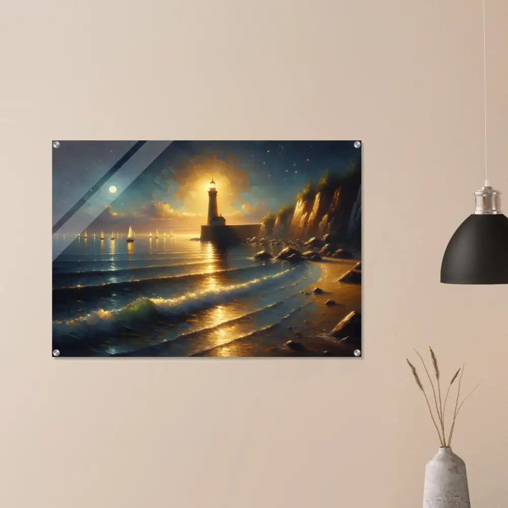 Lighthouse seascape wall art acrylic print from PixiOnyx Beacon of the Quiet Tide series