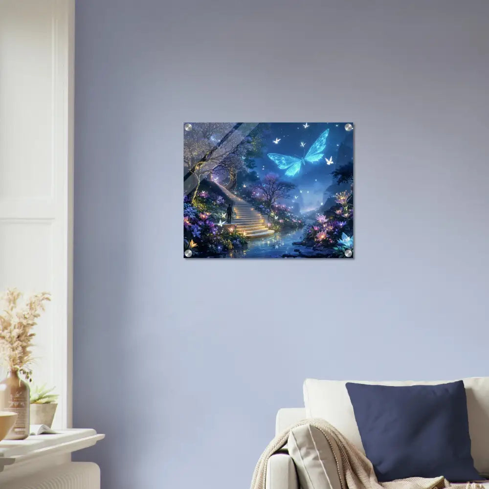 Fantasy butterfly scene wall art acrylic print Biolumina The Valley Beyond PixiOnyx
