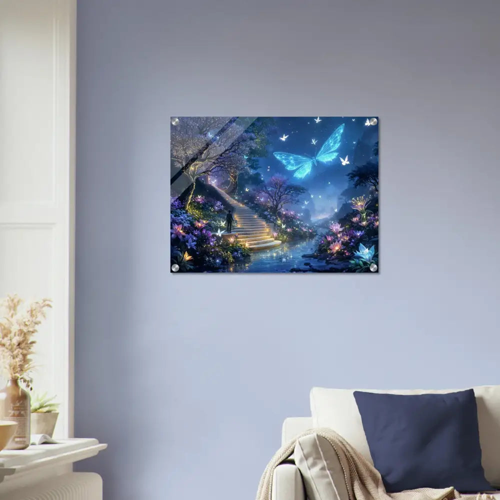 Butterfly fantasy wall art on Acrylic Print Biolumina The Valley Beyond PixiOnyx
