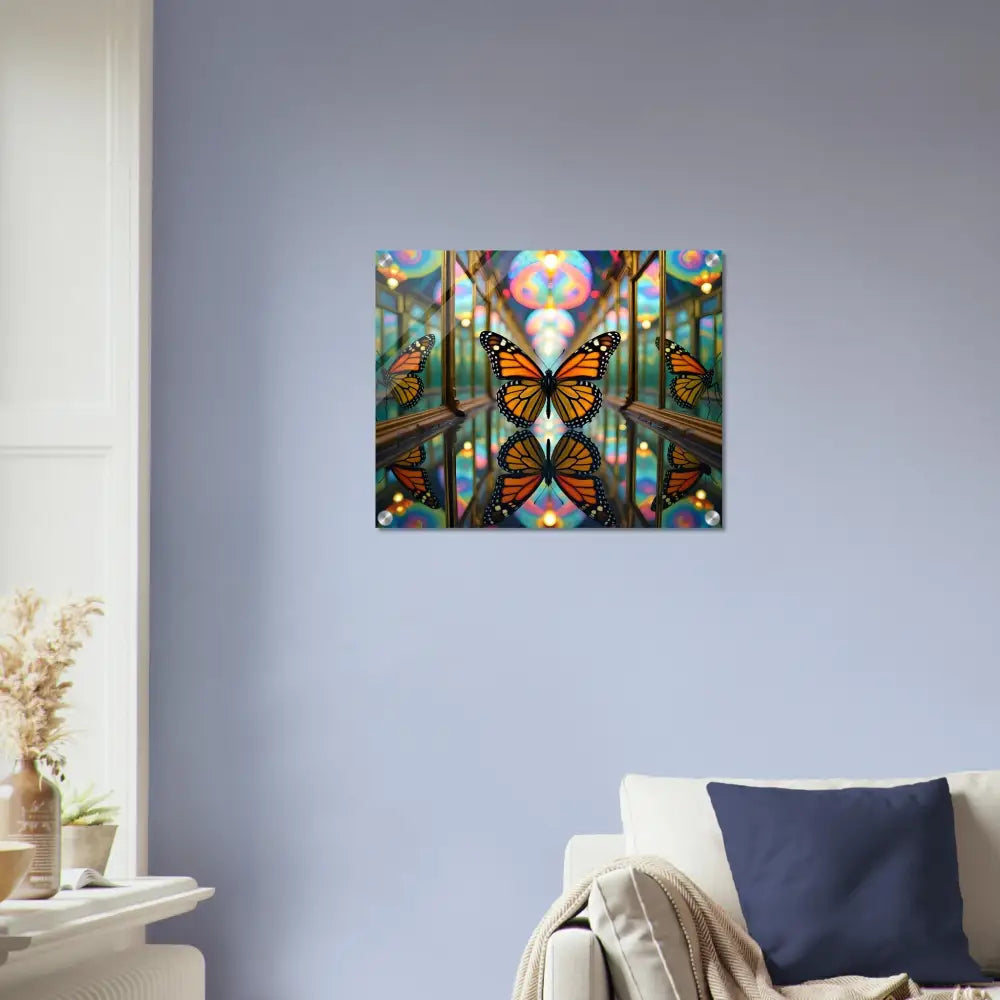 Butterfly kaleidoscope wall art acrylic print from PixiOnyx Crystalized Flight Mirage