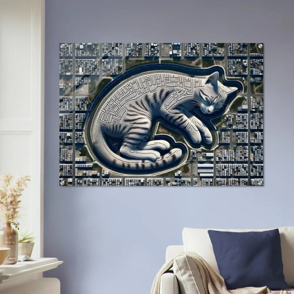 Cat-shaped maze art Acrylic Print Citynap Overlook PixiOnyx Dimensional Glasswork