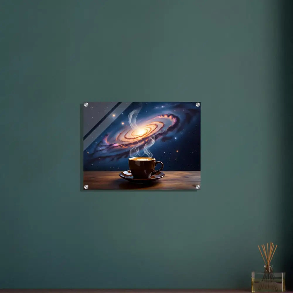 Framed galaxy coffee cup art acrylic print Cosmic Brew PixiOnyx Dreamscape Crystal