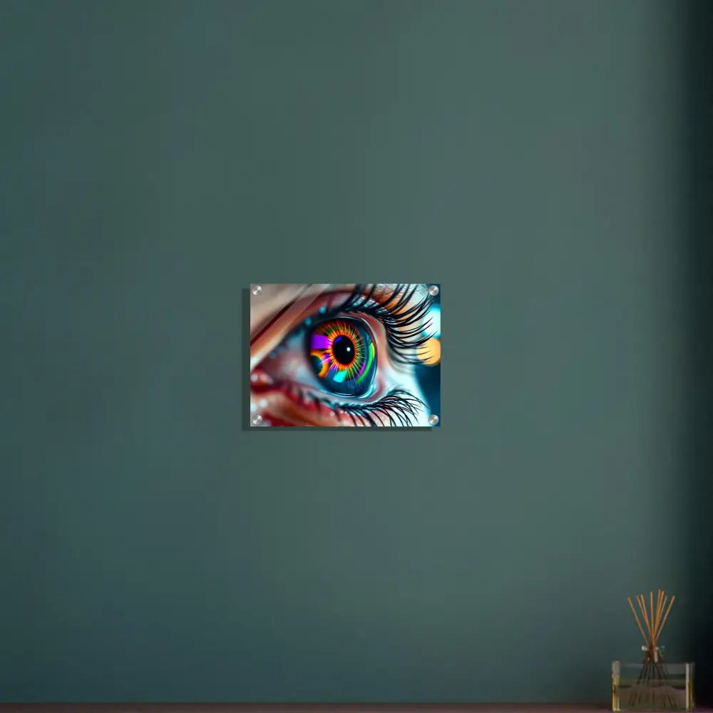 Colorful eye artwork acrylic print titled Cosmic Iris Portal of Vision by PixiOnyx Dreamscape