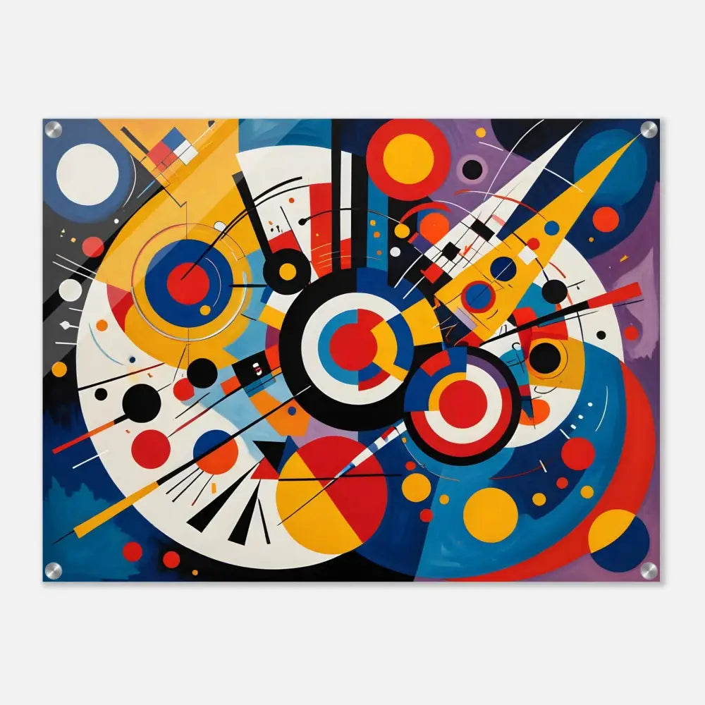 Abstract geometric painting on acrylic print titled Dynamic Balance by PixiOnyx