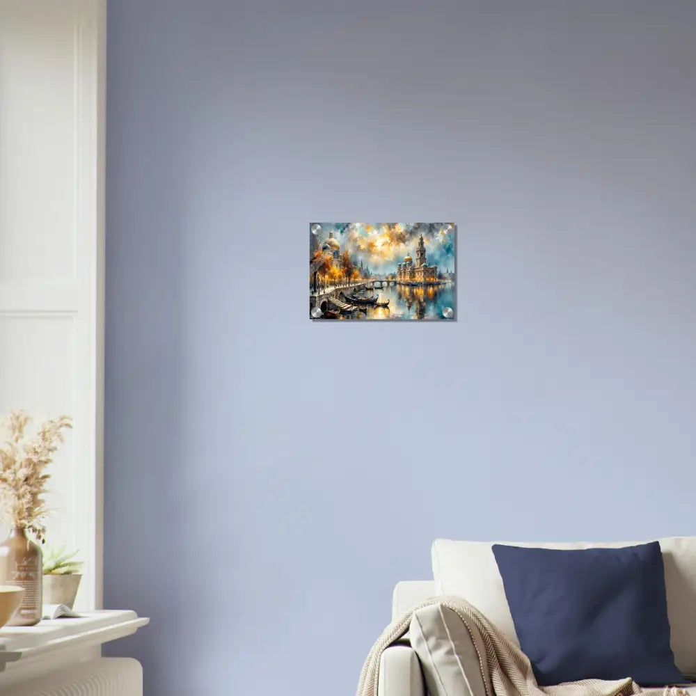 Vibrant cityscape art print with depth-enhancing finish and floating mount hardware