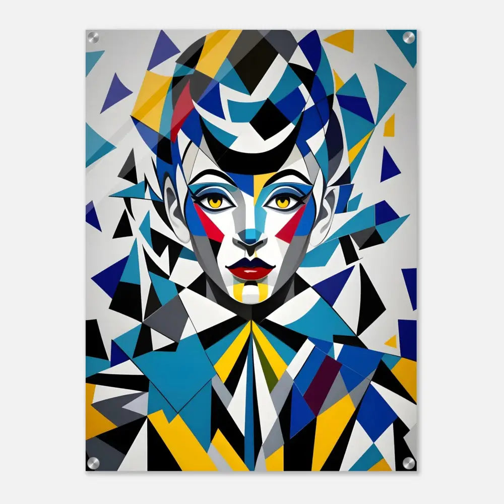 Geometric portrait art acrylic print titled Fragmented Muse by PixiOnyx Dreamscape Crystal