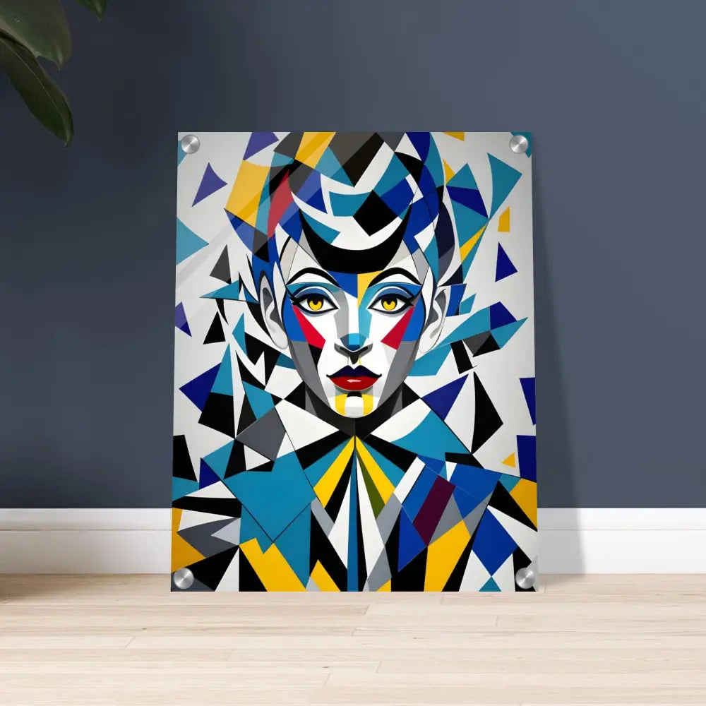Abstract geometric portrait art on Acrylic Print – Fragmented Muse by PixiOnyx Dreamscape Crystal