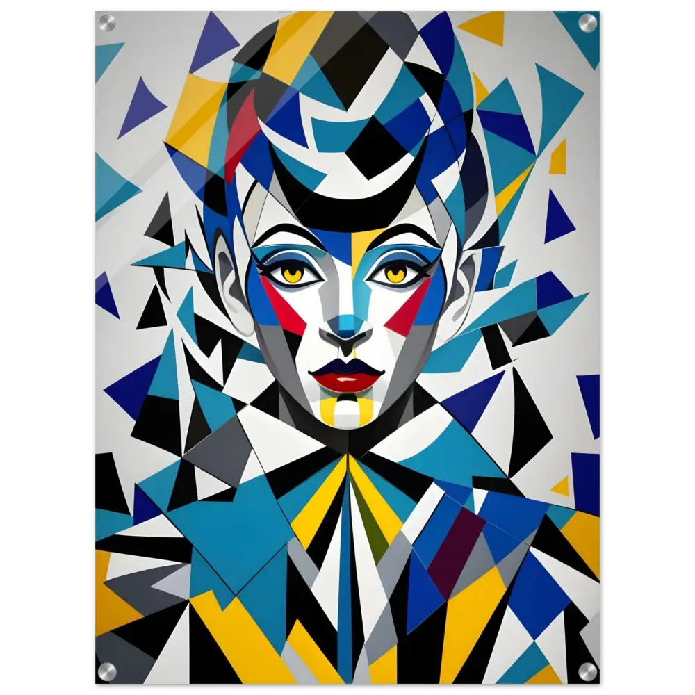 Abstract geometric portrait artwork on Acrylic Print Fragmented Muse by PixiOnyx Dreamscape