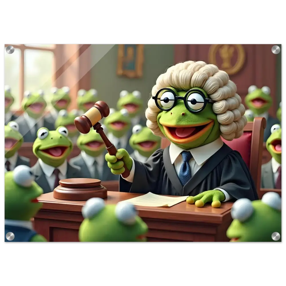 Kermit the Frog as a judge in the Frog Court Scene acrylic print from PixiOnyx