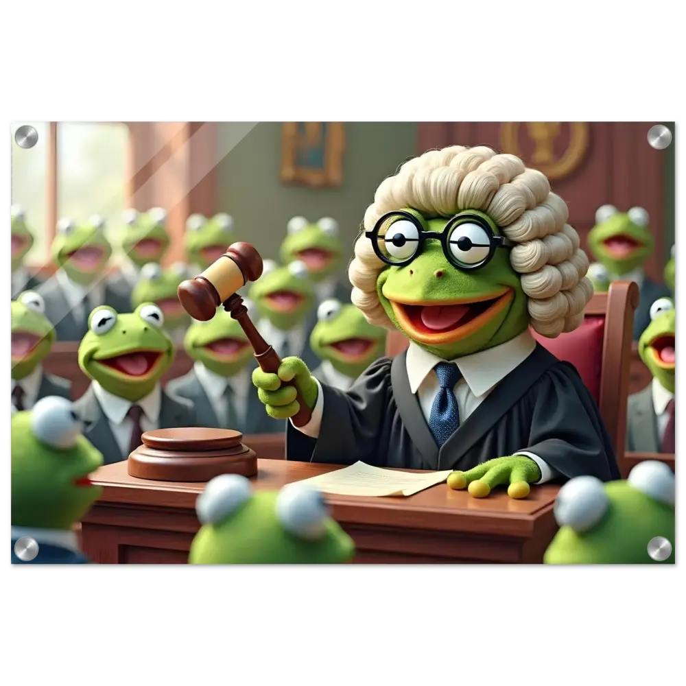 Kermit the Frog as judge in the Frog Court Scene acrylic print by PixiOnyx