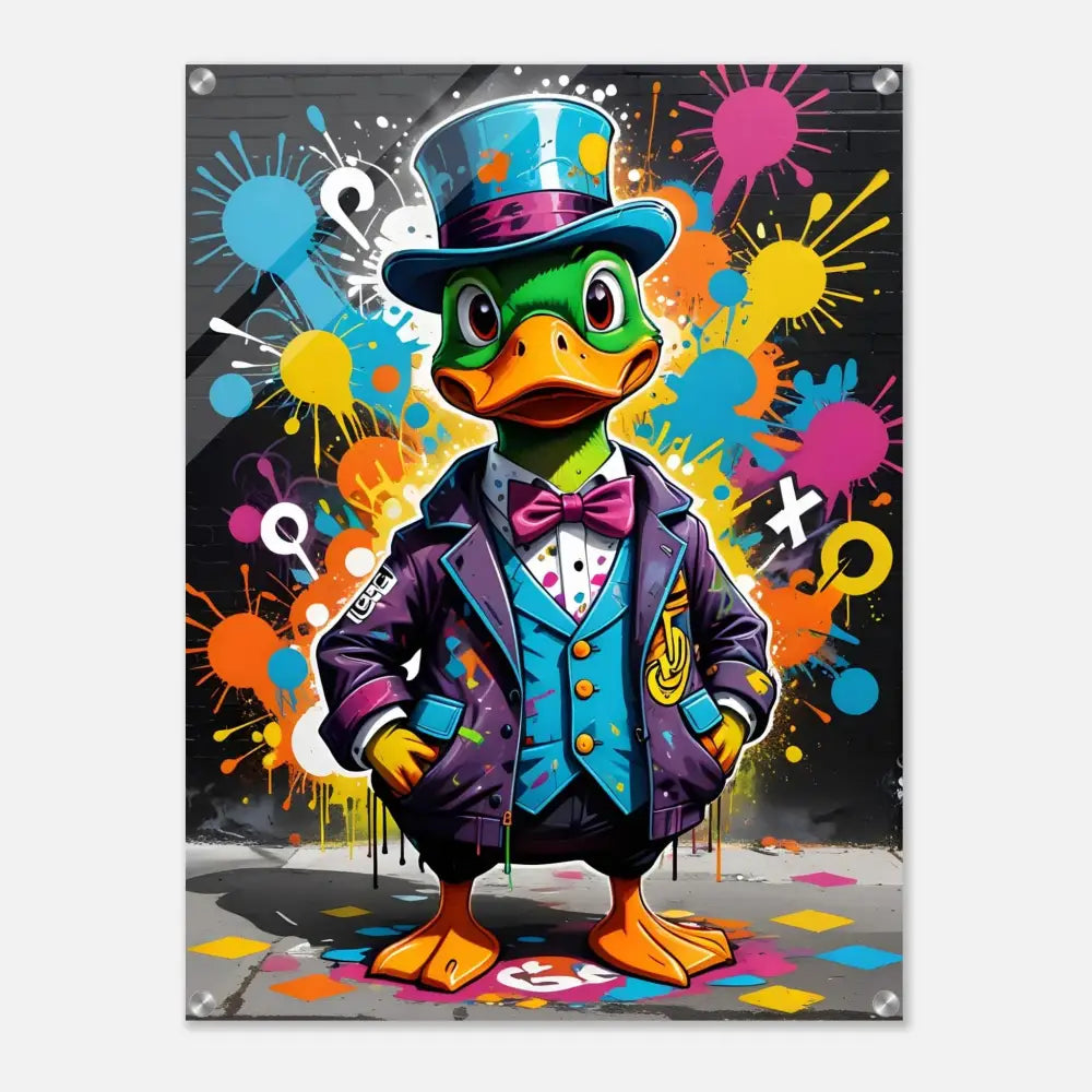 Cartoon Duck in Suit and Top Hat on Acrylic Print Gangster Swagger PixiOnyx Urban Dreamscape
