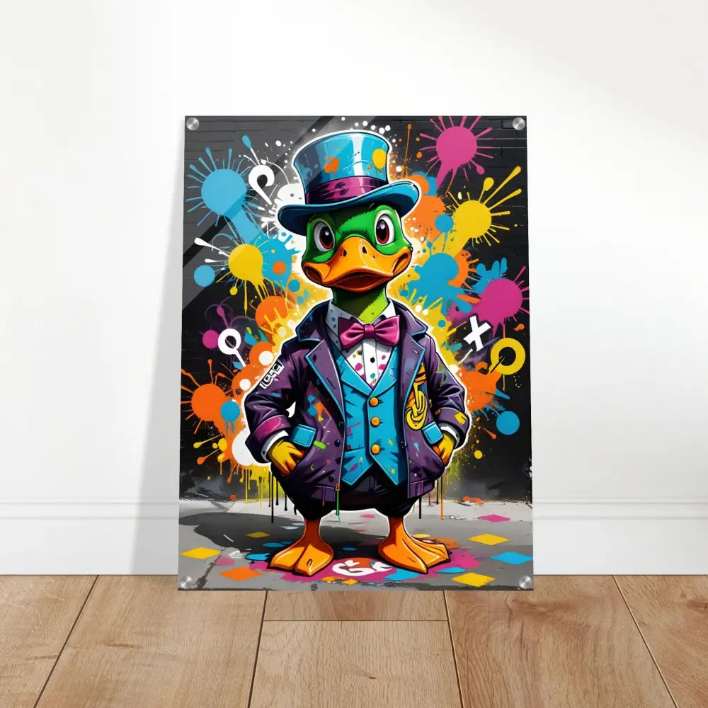Colorful duck art print for Acrylic Print Gangster Duck Swagger by PixiOnyx Urban Dreamscape
