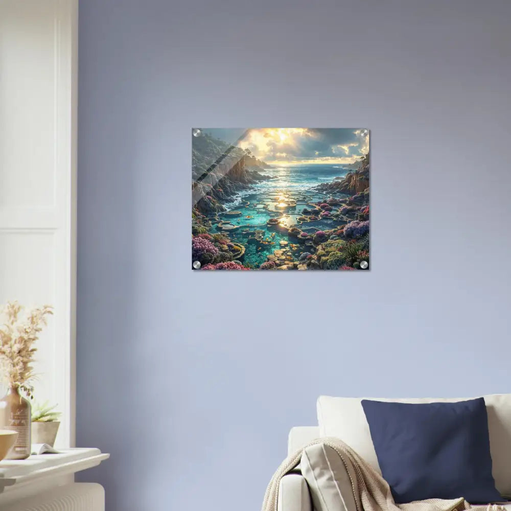 Coastal landscape acrylic print from PixiOnyx Crystalflow Edition Garden of the Tides