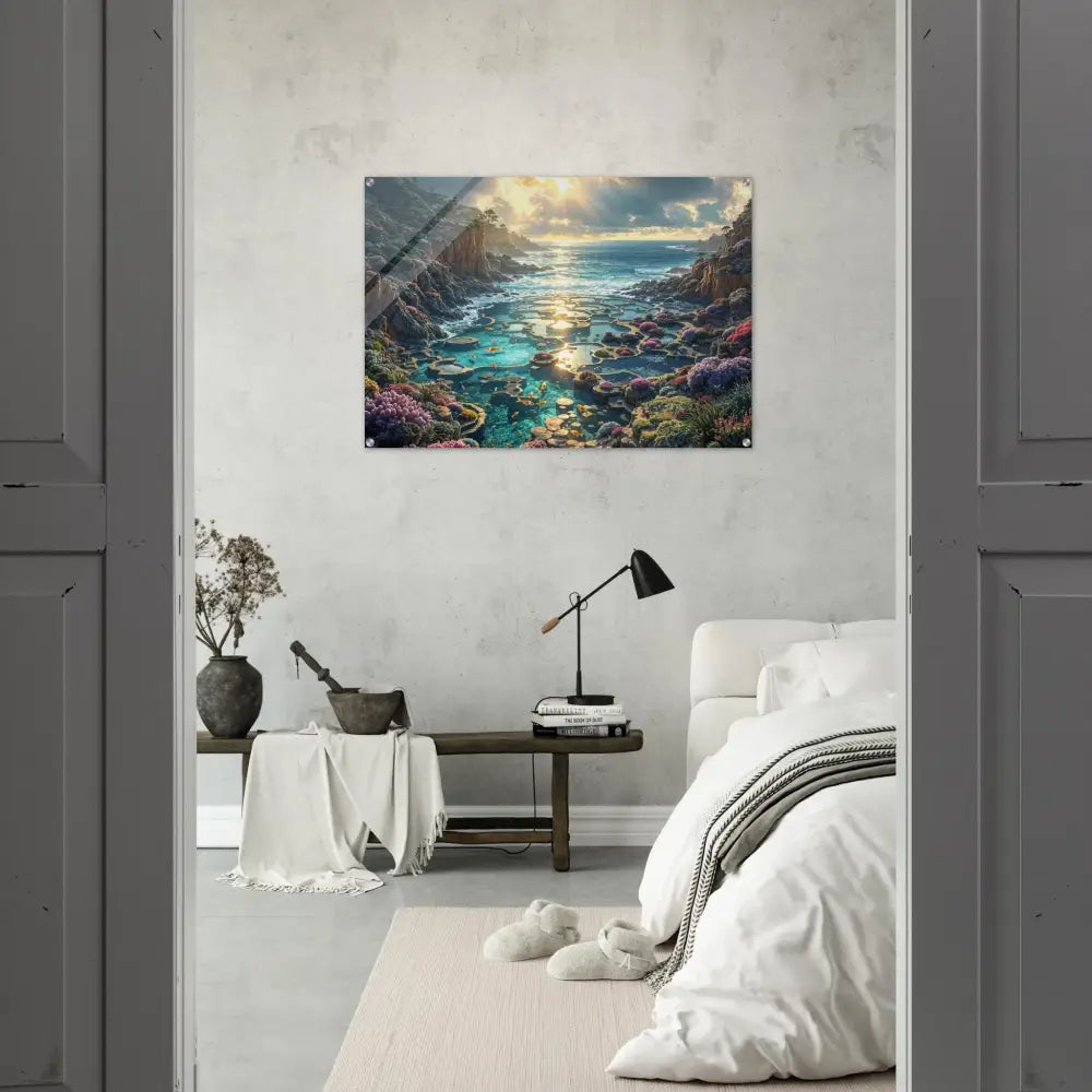 Coastal landscape wall art acrylic print Garden of the Tides PixiOnyx Crystalflow Edition
