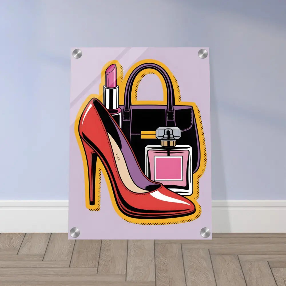 Pop art style acrylic print of glam slam with PixiOnyx Gloss Bomb Pop design