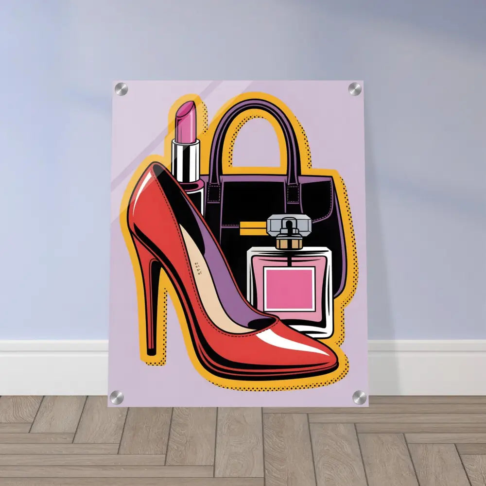 Glam Slam acrylic print featuring PixiOnyx Gloss Bomb Pop and pop art fashion items