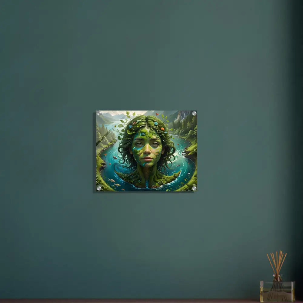 Acrylic Print Green Goddess Nature Dreamscape wall art for a calming home decor ambiance
