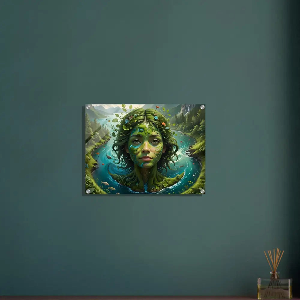 Nature-themed wall art acrylic print titled Green Goddess in PixiOnyx Nature Dreamscape collection