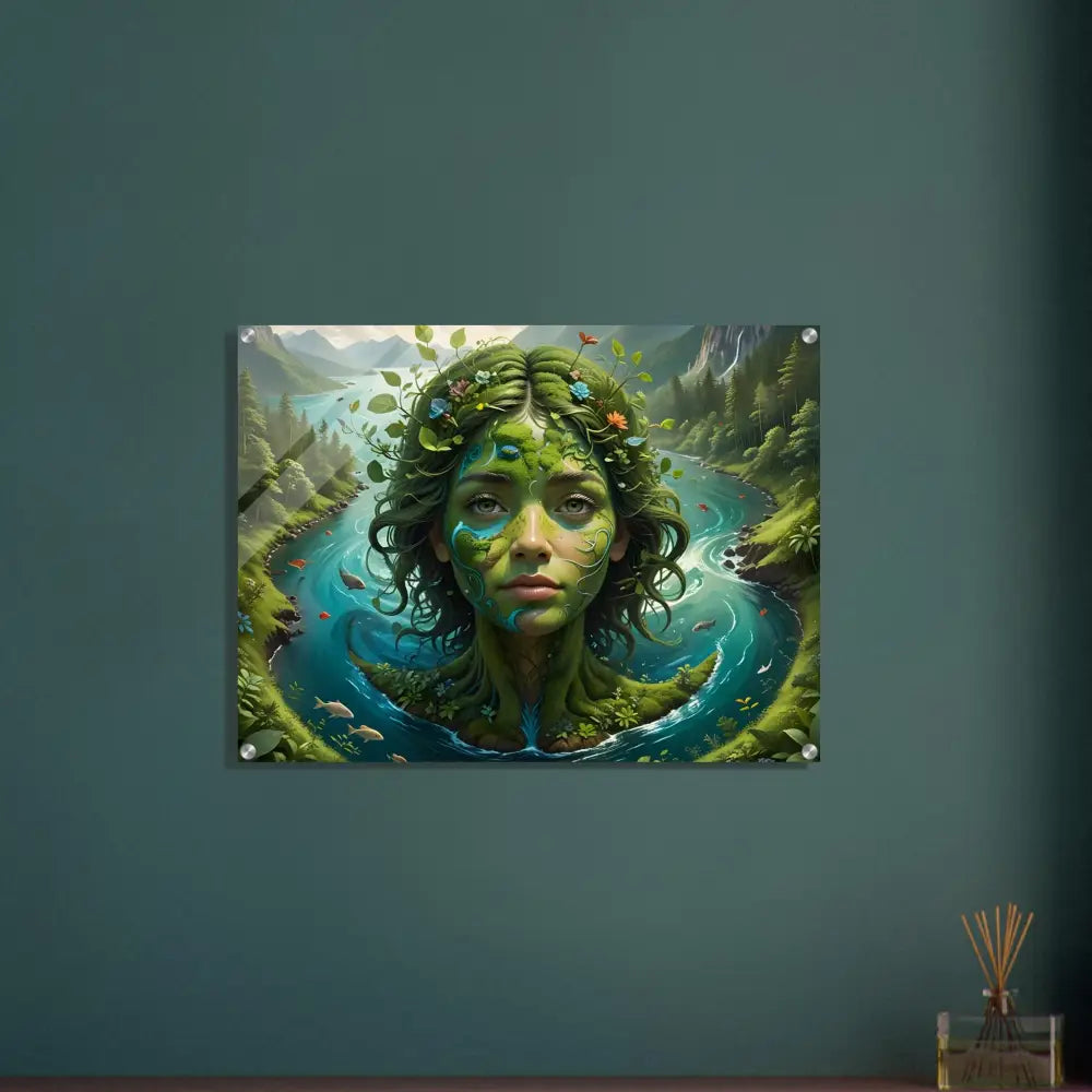 Nature-themed wall art Acrylic Print Green Goddess PixiOnyx Nature Dreamscape
