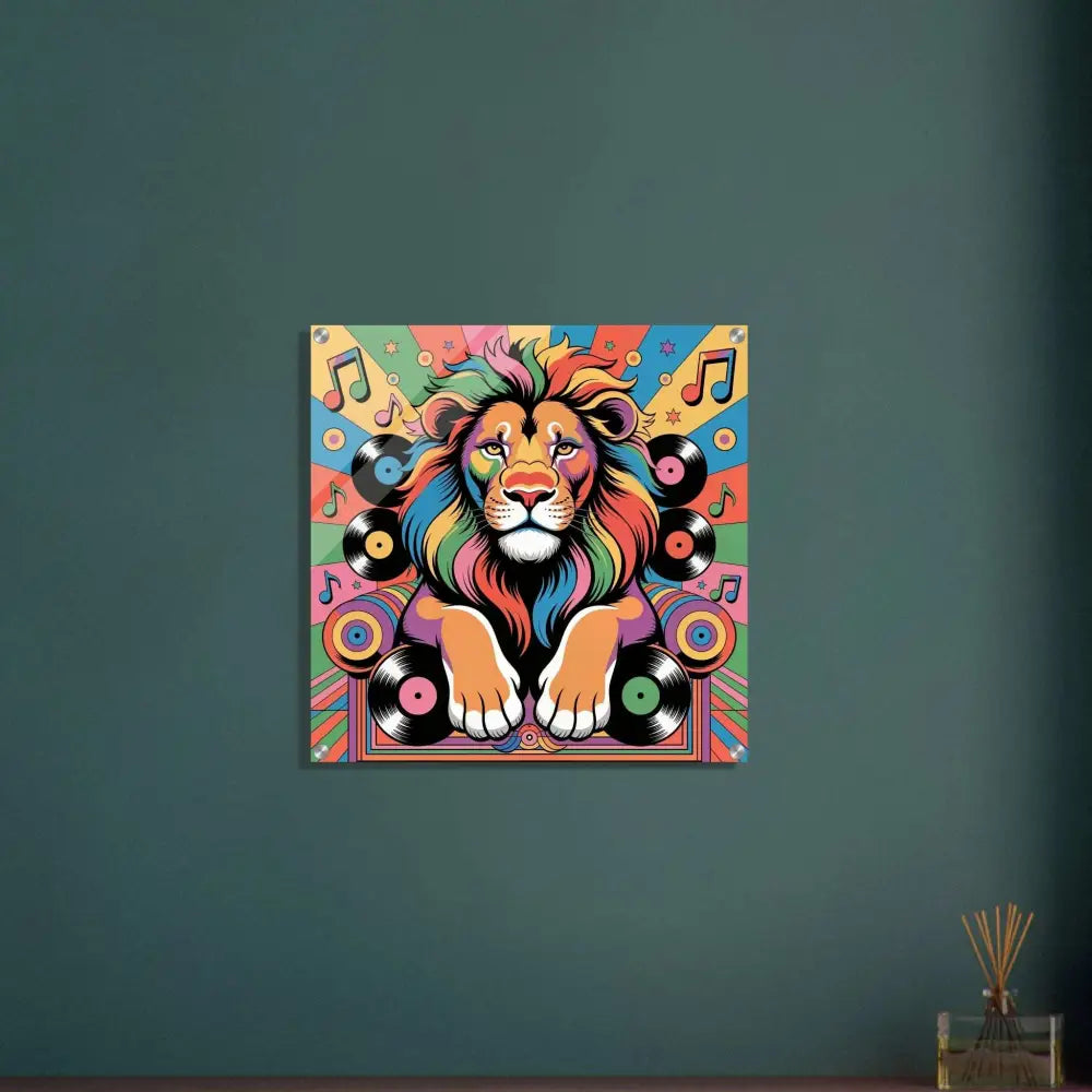 Colorful lion head graphic art print showcasing Groove King and PixiOnyx Gloss Groove reflected power