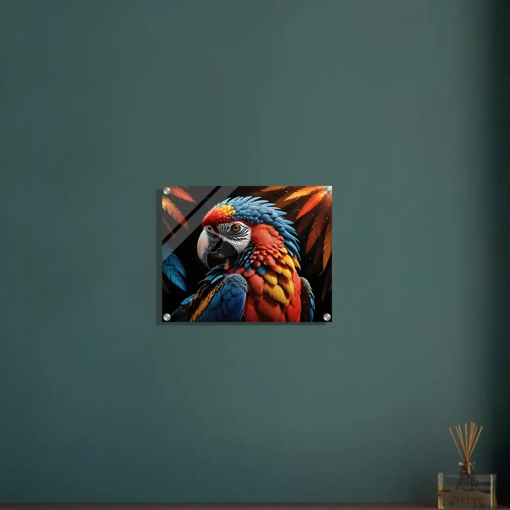 Framed Macaw Portrait Acrylic Print from PixiOnyx Nature Crystal Flight collection