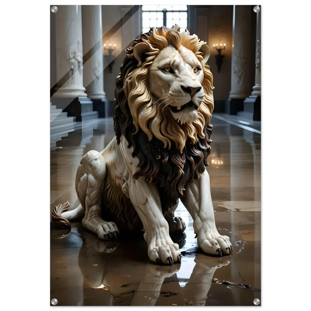 Ornate marble lion sculpture acrylic print from PixiOnyx Regal Sculpture Series