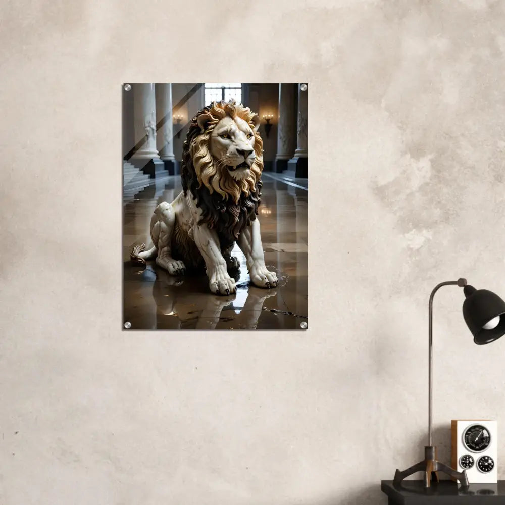 Acrylic print of a marble lion statue art piece from PixiOnyx Regal Sculpture Series