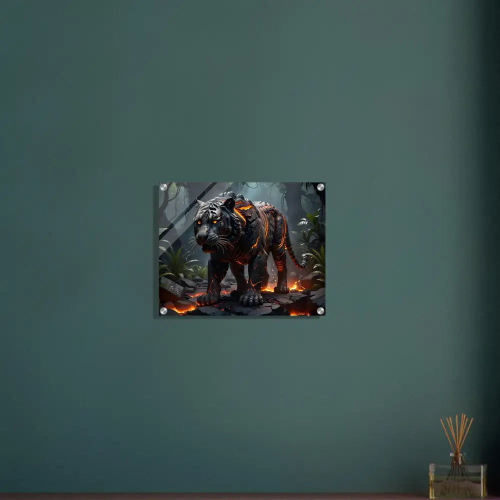 Framed tiger artwork acrylic print titled Molten Majesty by PixiOnyx Crystal Flame