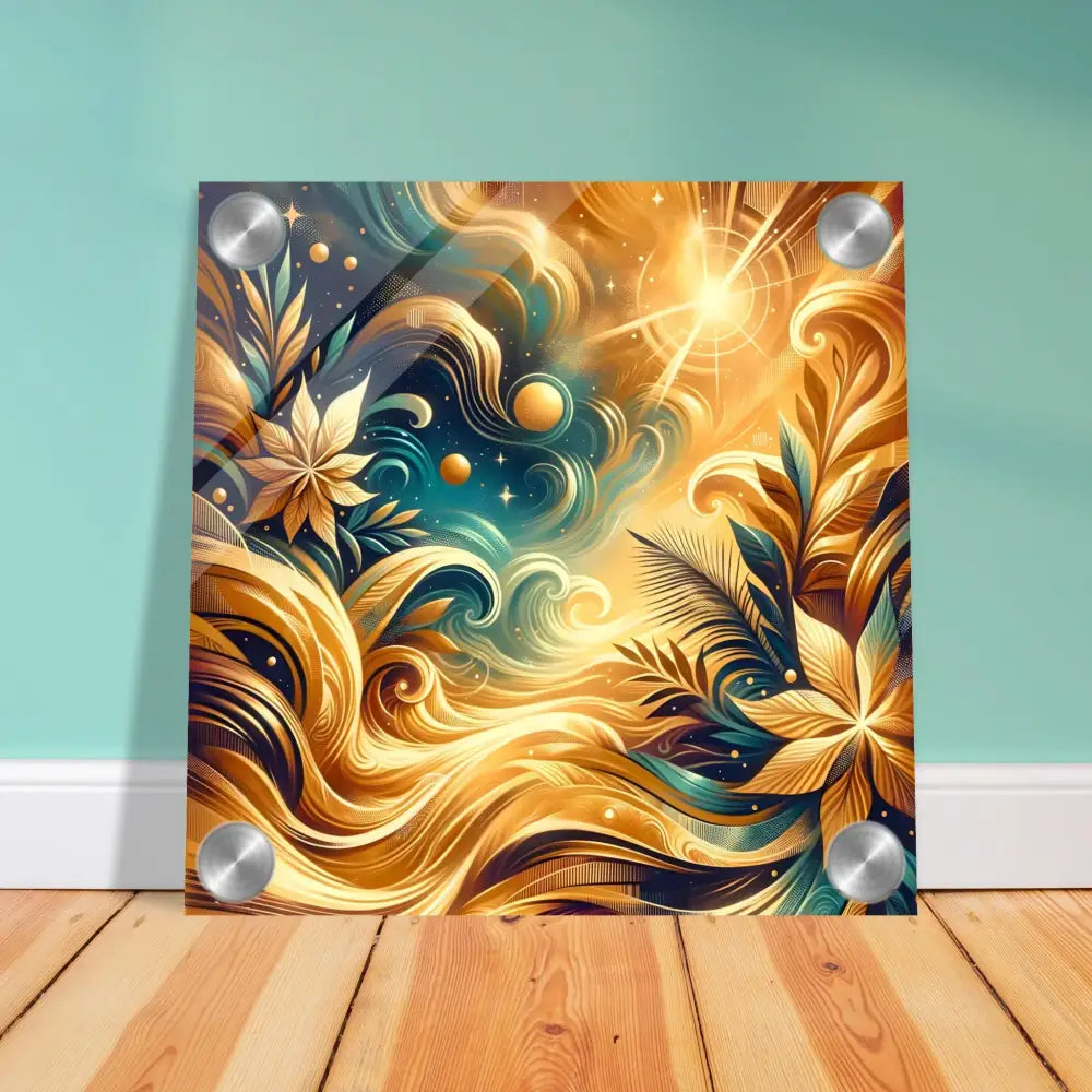 Square glass art panel from Acrylic Print Nebula Bloom Cascade PixiOnyx series