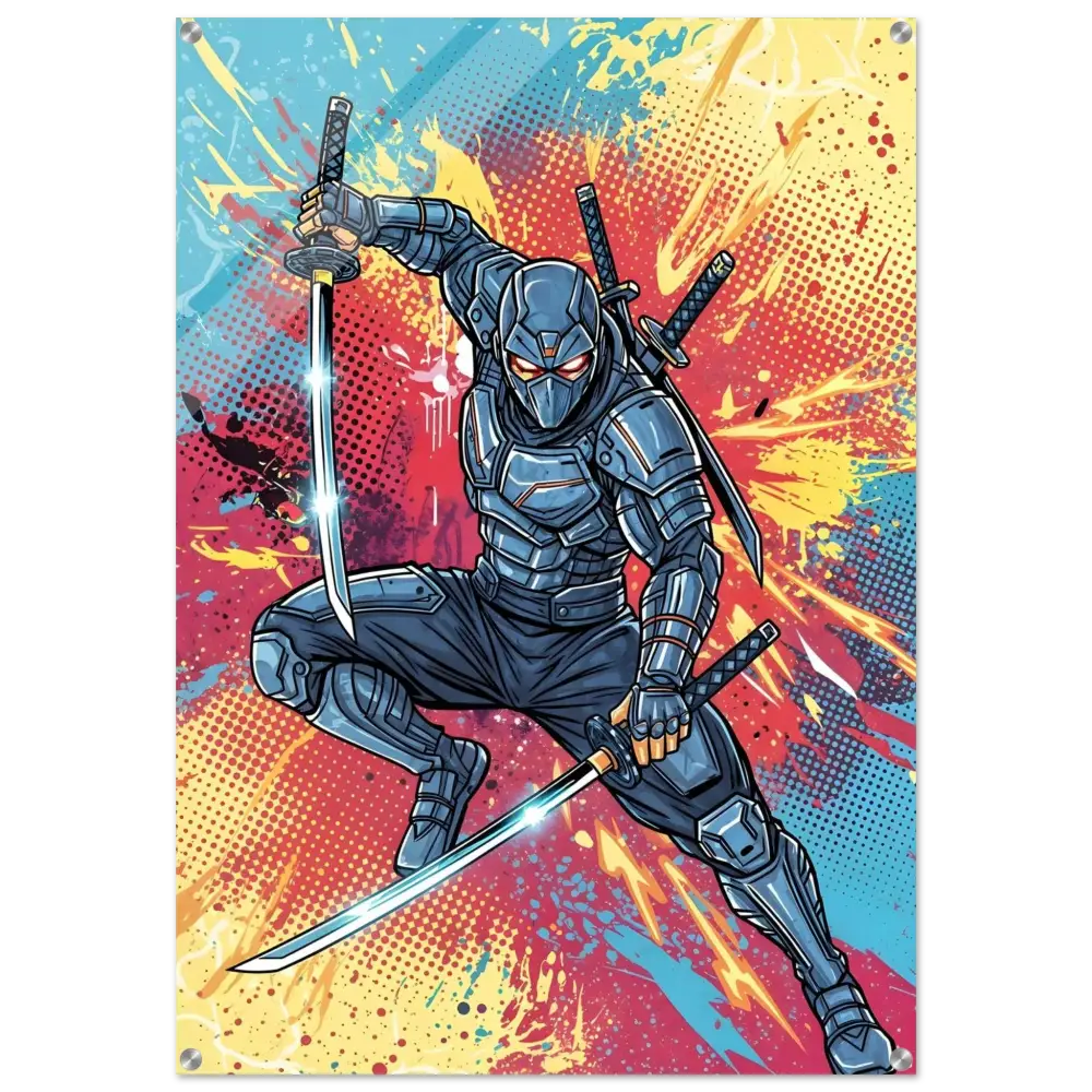 Acrylic Print – Ninja Slice showcases an electrifying ninja clash with crystal-clear acrylic amplifies