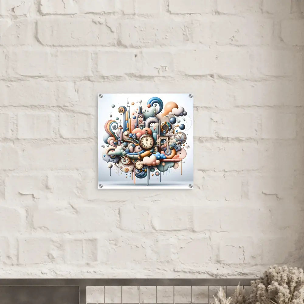 Colorful whimsical city art on Acrylic Print Pastel Mechanica Dadaist Bloom PixiOnyx