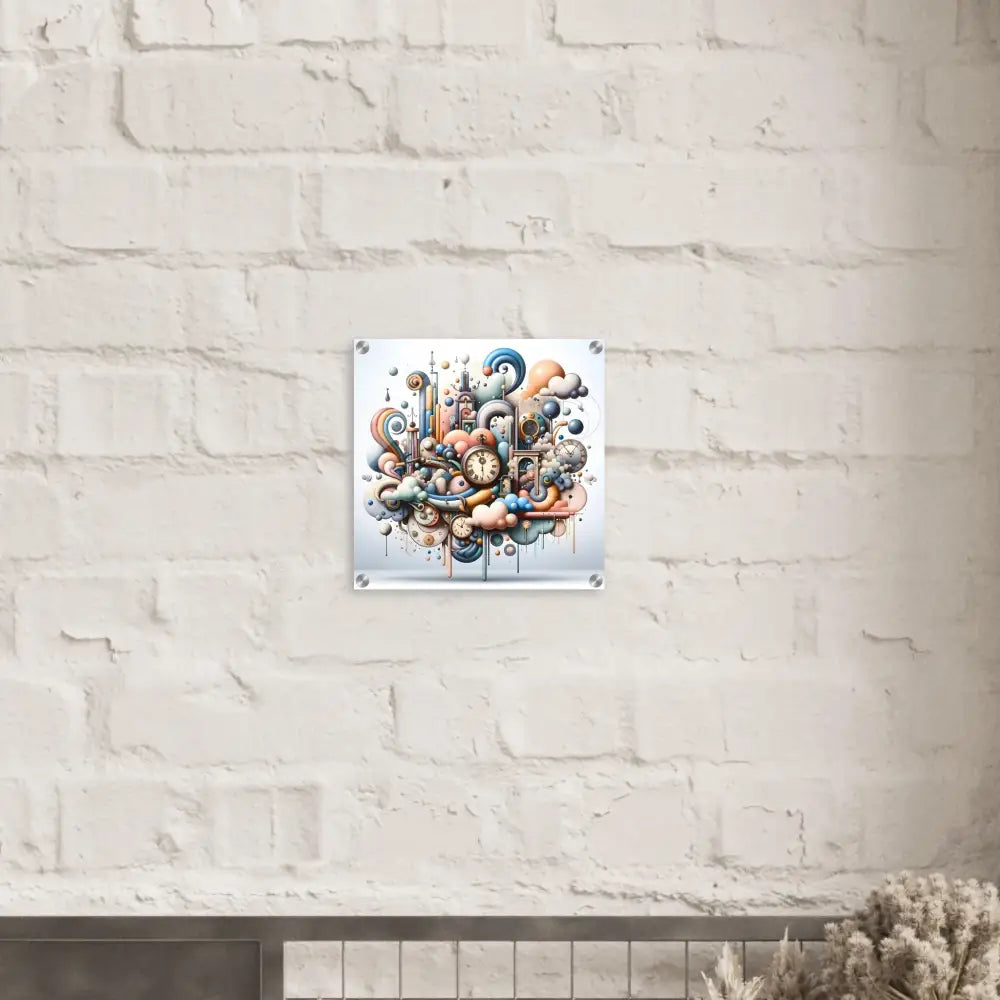Whimsical clockwork art print on Acrylic Print Pastel Mechanica Dadaist Bloom PixiOnyx Gloss