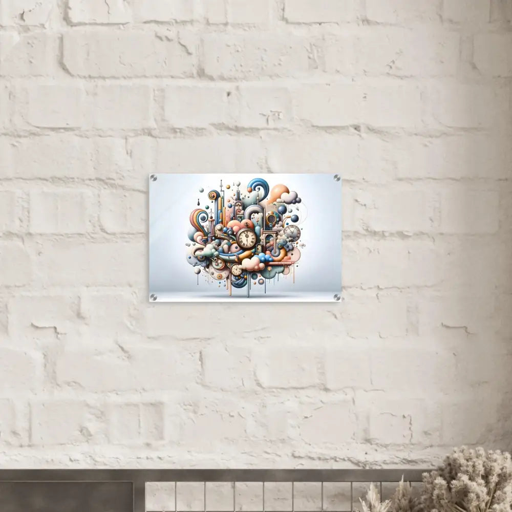 Colorful abstract clockwork art on Acrylic Print Pastel Mechanica Dadaist Bloom PixiOnyx