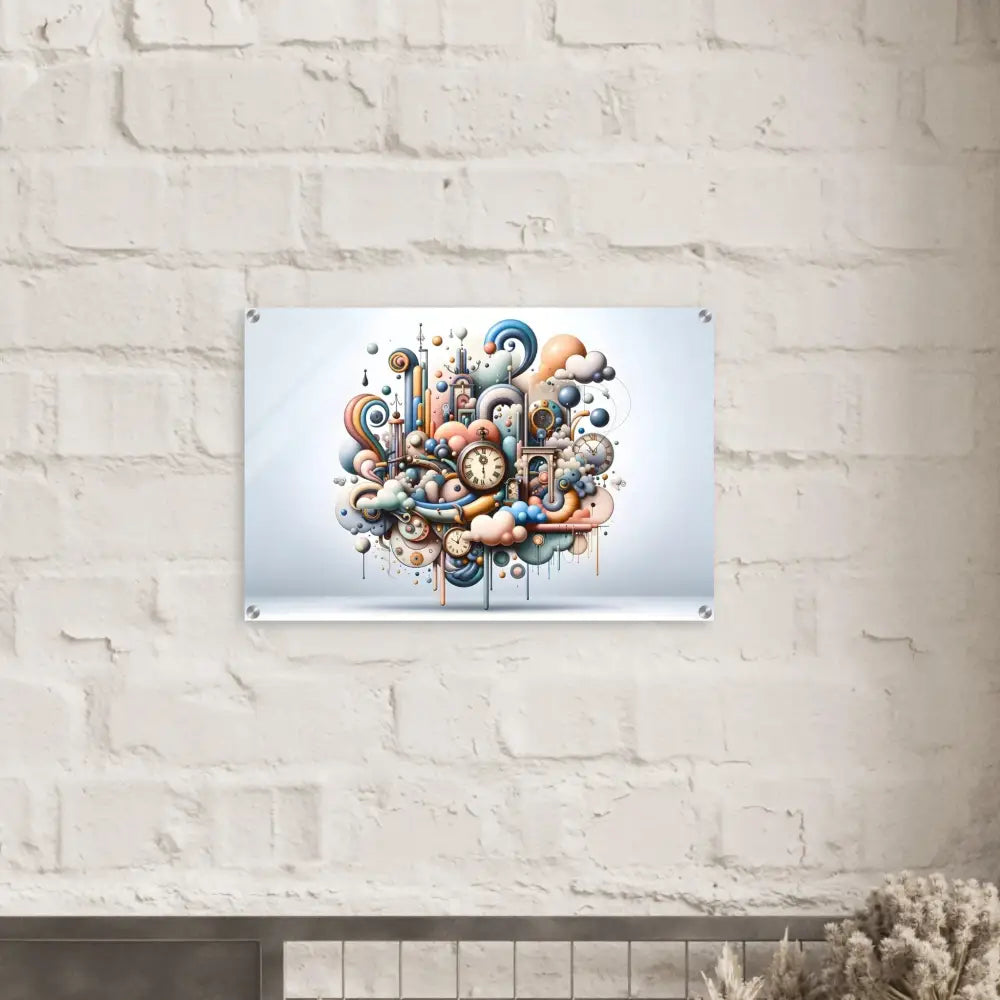 Whimsical clockwork fantasy art featured on Acrylic Print Pastel Mechanica PixiOnyx Gloss