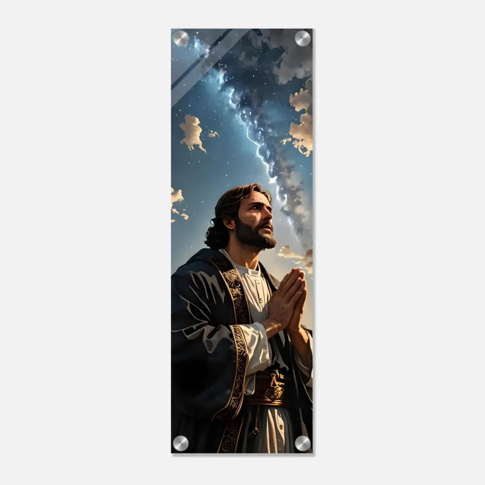 Acrylic Print Prayer to the Cosmos religious wall art displayed in PixiOnyx product