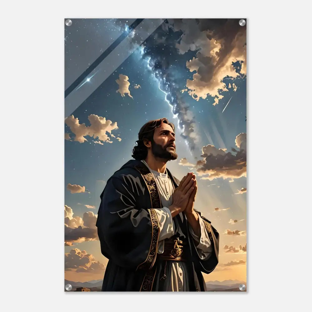 Acrylic print of a religious figure in prayer for Prayer to the Cosmos PixiOnyx