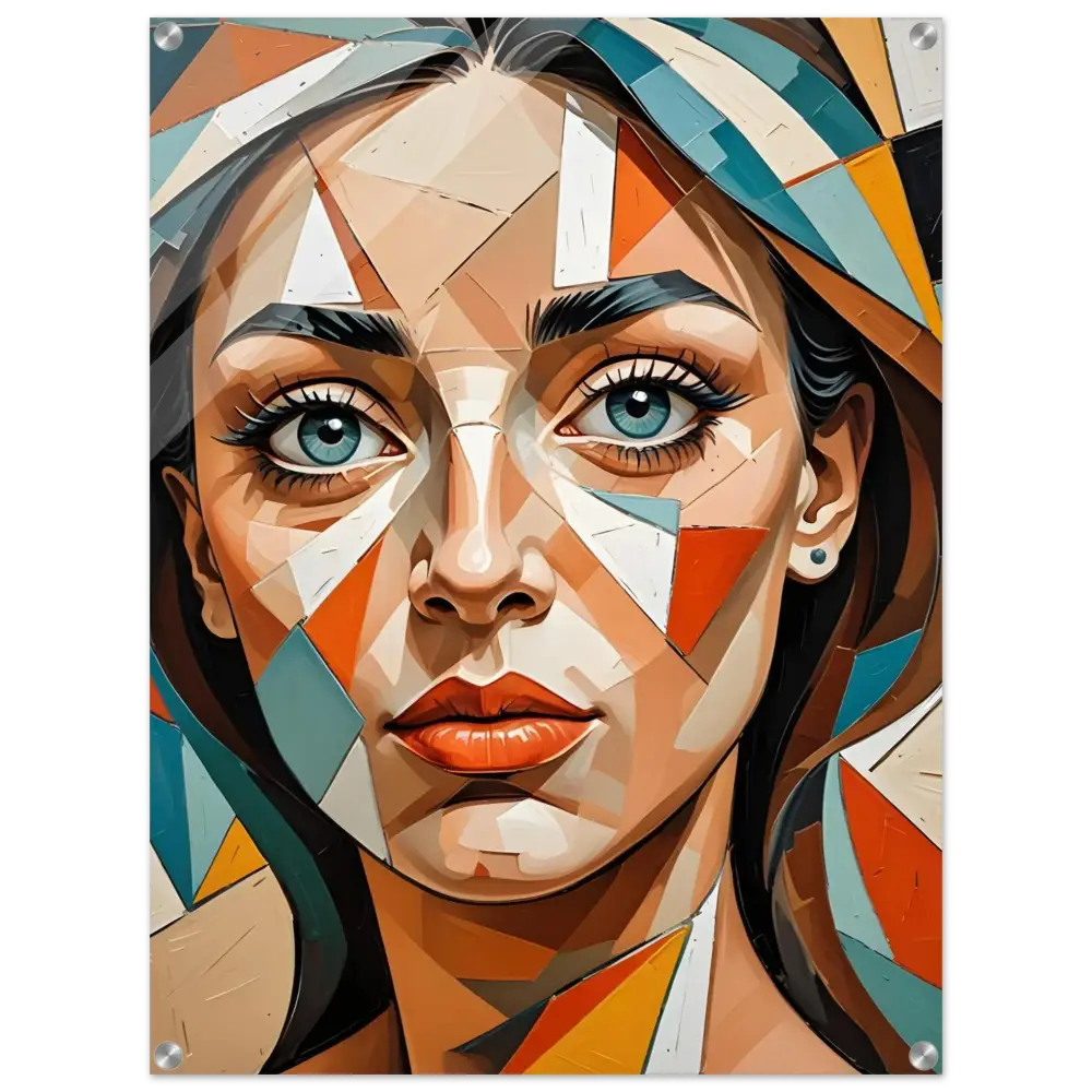 Abstract geometric portrait of a woman for Acrylic Print Prismatic Portrait PixiOnyx Dreamscape Crystal