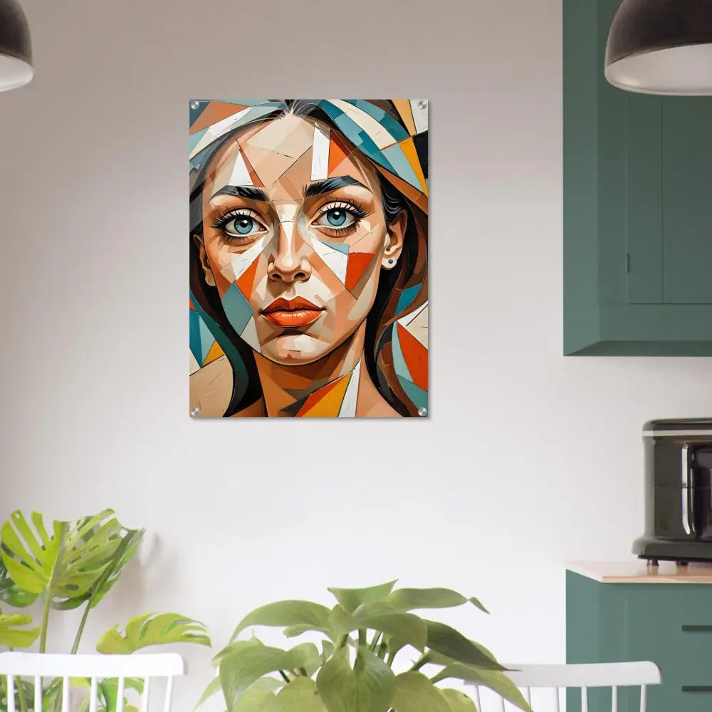 Geometric portrait art acrylic print titled Prismatic Portrait by PixiOnyx Dreamscape Crystal